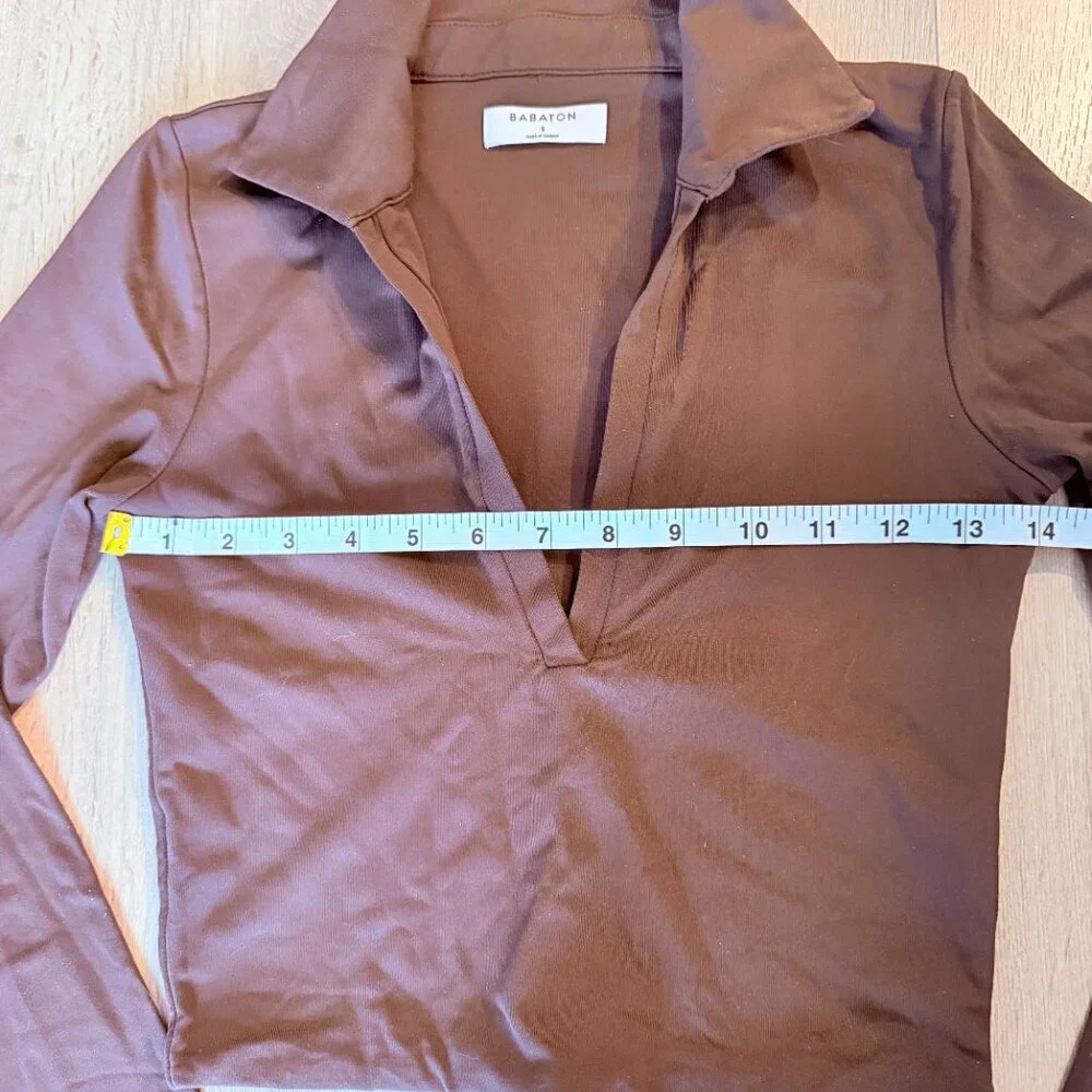 Aritzia Babaton Brown Cropped Top - Size S - Picture 5 of 7